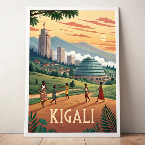 Captivating Kigali Rwanda Travel Poster - Vibrant African Cityscape Art Print Po