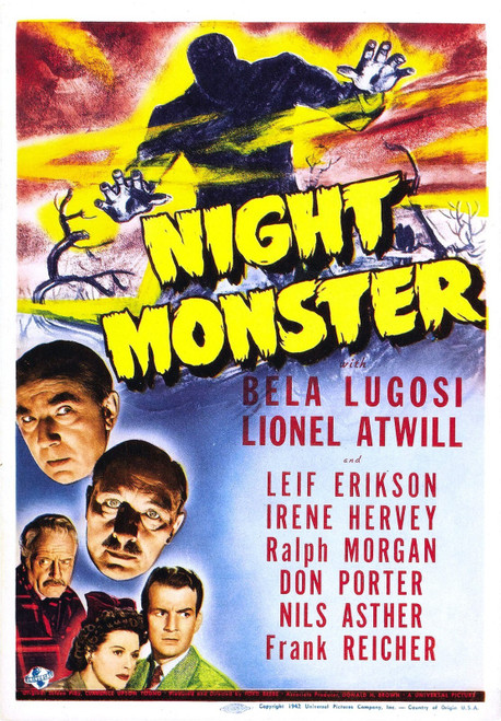 Night Monster 1942 01 Poster Canvas Movie Film Print A0 A1 A2 A3 A4 A5 A6 Art Wa