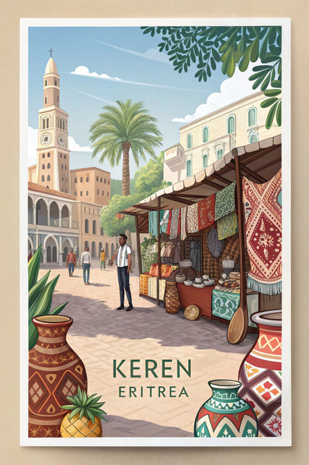 Exotic Keren City, Eritrea - Vibrant Travel Poster Art Print Poster Movie Film C