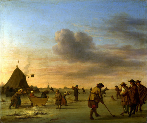 VELDE, Adriaen van de - Golfers on the Ice near Haarlem Poster Canvas Movie Film