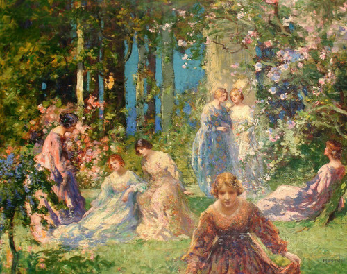 Thomas Edwin Mostyn - Spring Gardens Poster Canvas Movie Film Print A0 A1 A2 A3
