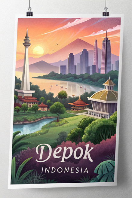 Vibrant Depok Indonesia Cityscape - Exotic Travel Poster Print Poster Movie Film Vibrant Depok Indonesia Cityscape - Exotic Travel Poster Print Poster Movie Film