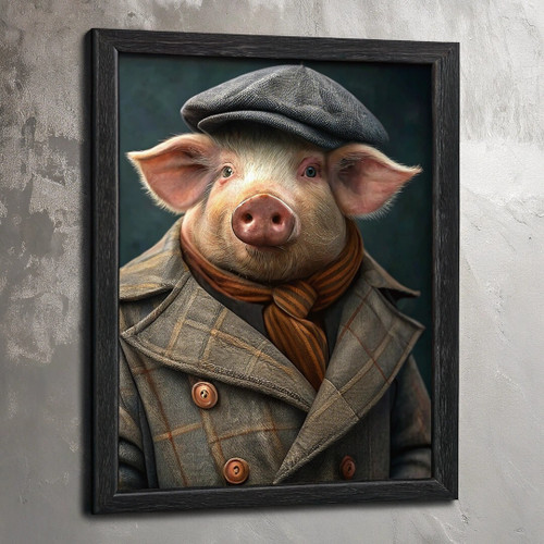 1920s Gang Pig Poster Wall Art Vintage Animal Wall Art Pig Artwork Pig Art Print