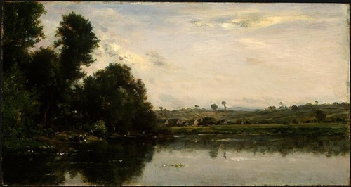 washerwomen-at-the-oise-river-near-valmondois-1865 Poster Canvas Movie Film Prin