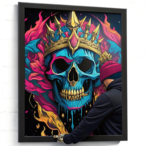 Colourful Skull Wall Art Skeletor In A Crown Print Grunge Emo Artwork A5 A4 A3 P