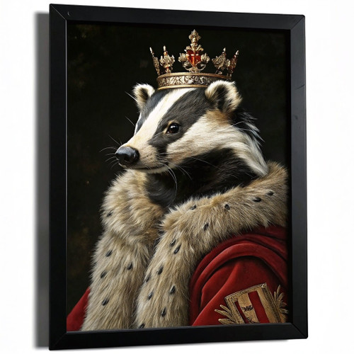 Vintage Badger King Wall Print Painting Animal Wall Art Badger King Picture Home