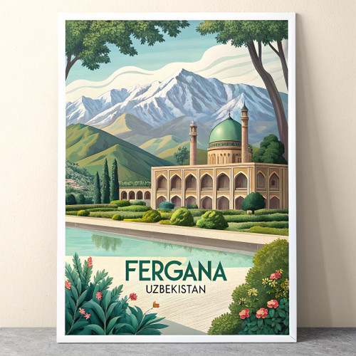 Fergana Valley Uzbekistan Travel Poster - Silk Road Oasis Art Print Poster Canva