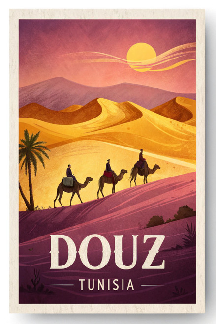 Exquisite Douz, Tunisia Travel Poster - Majestic Sahara Desert Artwork Poster Mo