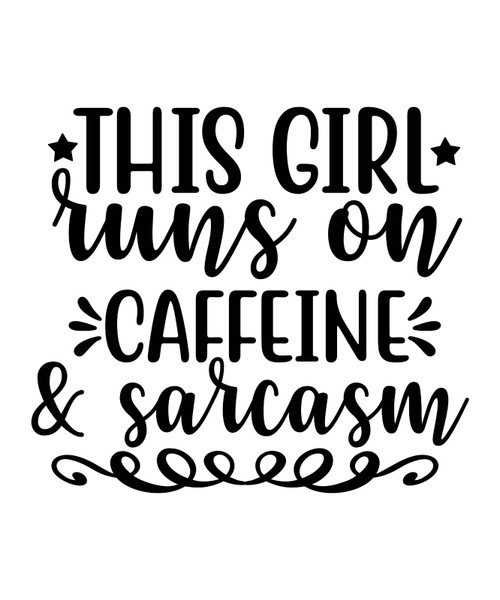 THIS GIRL RUNS ON CAFFEINE & SARCASM-01 Poster Canvas Movie Film Print A0 A1 A2