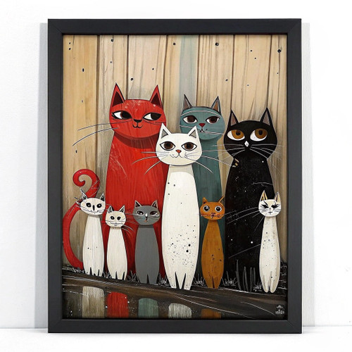 Cartoon Cats Wall Art Cute Cat Print Funny Cat Artwork Home Decor Lounge Art (3)