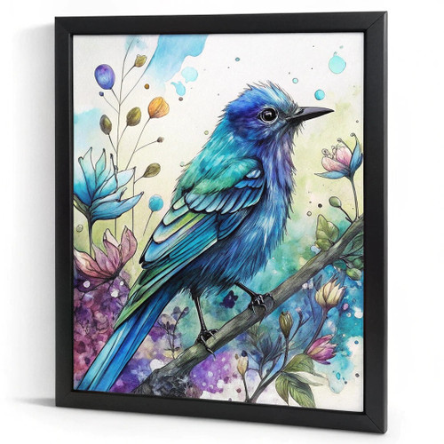 Blue Bird Wall Art Watercolour Bird Picture Nature Decor For The Bedroom Art (3)