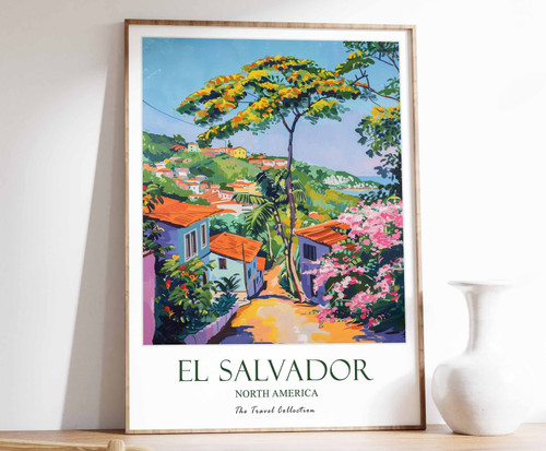 4_El Salvador Print, El Salvador Travel Poster, North America Travel Poster, Car