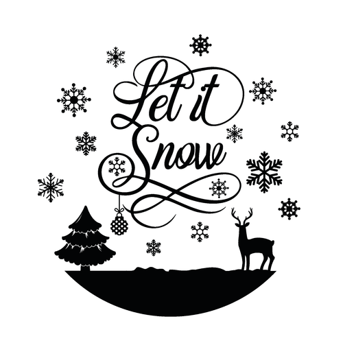 Let it Snow - No Outline Circle Poster Canvas Movie Film Print A0 A1 A2 A3 A4 A5