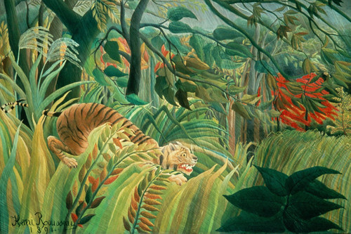 Tiger in a Tropical Storm (Surprised!), Rousseau, 1891 Poster Canvas Movie Film
