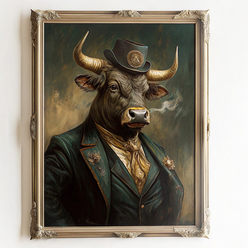 0_Gentleman Bull Vintage Portrait wearing clothes Renaissance Animal Head Human