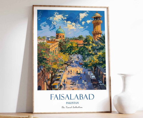4_Faisalabad Print, Faisalabad Travel Poster, Pakistani Wall Art, Pakistan Trave