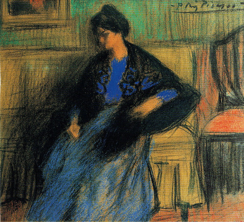 Seated woman with a shawl Picasso 1899 00