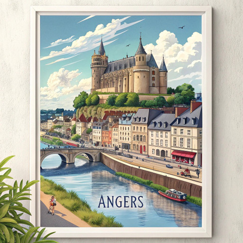 Majestic Angers France Travel Poster - Chateau d'Angers Art Print Poster Canvas