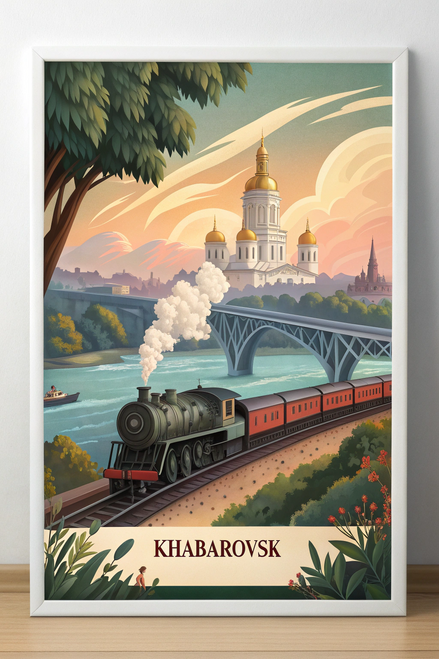 Captivating Khabarovsk Russia Travel Poster - Trans-Siberian Railway Art Print P