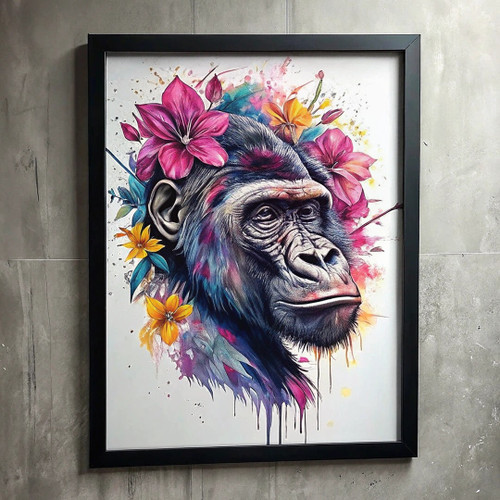 Colourful Gorilla Animal Wall Art Print Poster Art Print Gorilla Picture Home Po