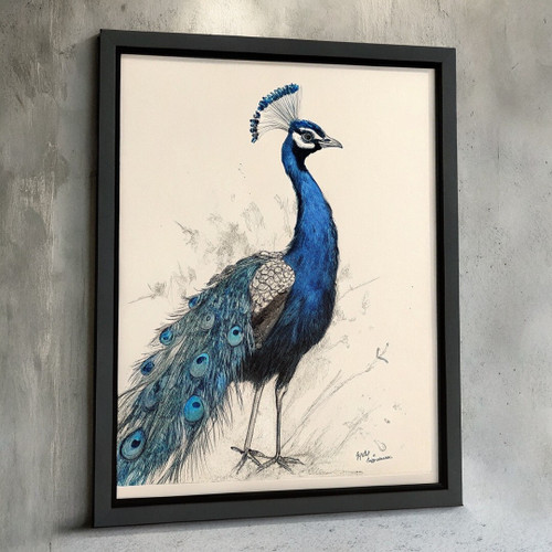 Majestic Bird Illustration Peacock Art Print Vibrant Wall DecorPeacock Wall Art