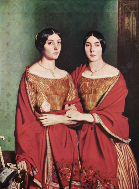 Theodore Chasseriau - Two Sisters 1843 Poster Canvas Movie Film Print A0 A1 A2 A