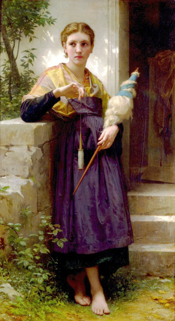 William Adolphe Bouguereau - The spinner Poster Canvas Movie Film Print A0 A1 A2