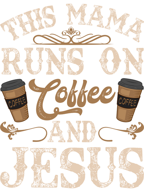 This mama runs on coffee and jesus Poster Canvas Movie Film Print A0 A1 A2 A3 A4