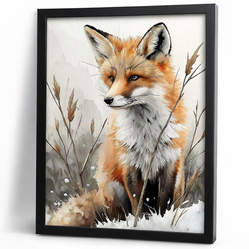 Vintage Fox Print Painting Art For Lounge Fox Wall Art Rustic Home Fox Decor Art