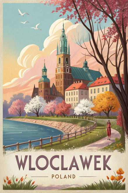 Captivating Włocławek Poland Travel Poster - Historic Cityscape Art Print Poster