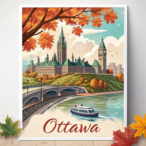Magical Ottawa Canada Travel Poster - Vibrant Maple Leaf Cityscape Art Print Pos Magical Ottawa Canada Travel Poster - Vibrant Maple Leaf Cityscape Art Print Pos