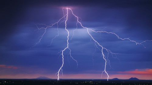 Lightning Strike Over the Snake River Valley, Idaho Art Gallery Poster Canvas Pr