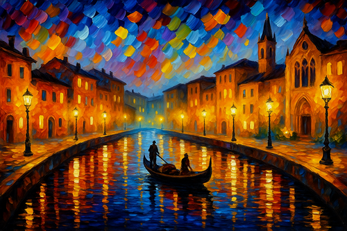 Nocturne on the Grand Canal — Elias Morrow Poster Canvas Print A0 A1 A2 A3 Art