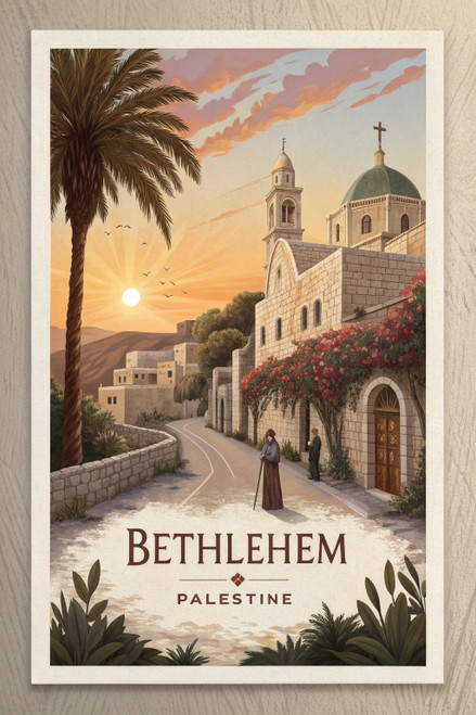 Tranquil Bethlehem Palestine Travel Poster - Historical Cityscape Art Print Post Tranquil Bethlehem Palestine Travel Poster - Historical Cityscape Art Print Post