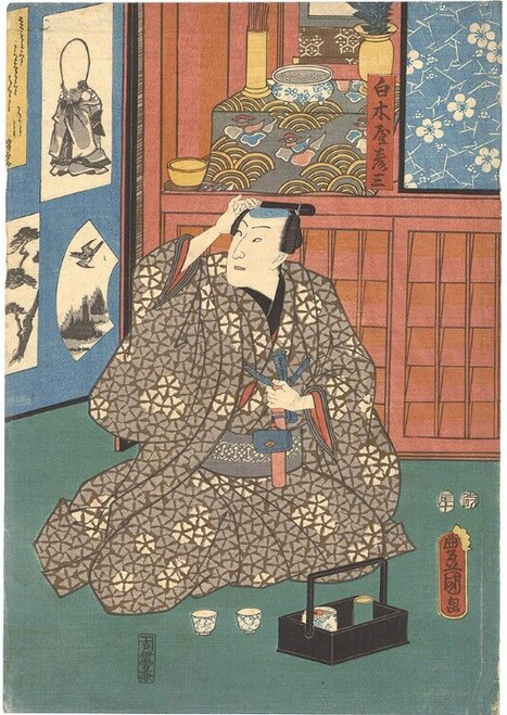 Japanese Woodblock Print Toyokuni III Utsunoyatouge Original Woodcut Triptych p3