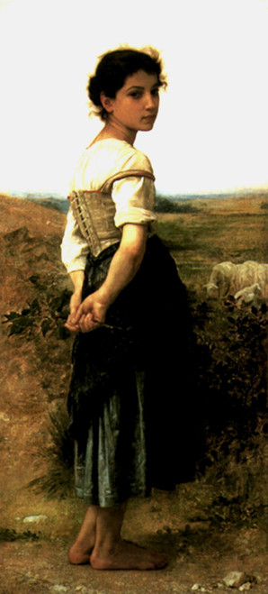 William Adolphe Bouguereau - The Young Shepherdess 1895 Poster Canvas Movie Film