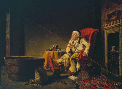 Theodore Lane - Enthusiast (The Gouty Angler) 1828 Poster Canvas Movie Film Prin
