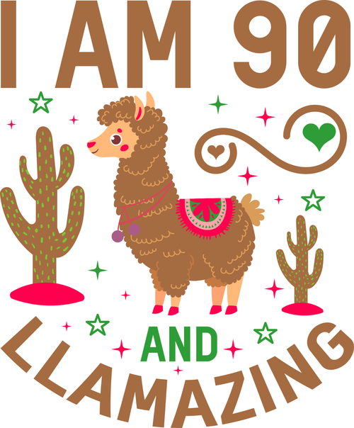 I Am 90 And Llamazing (2) Poster Canvas Movie Film Print A0 A1 A2 A3 A4 A5 A6 Ar