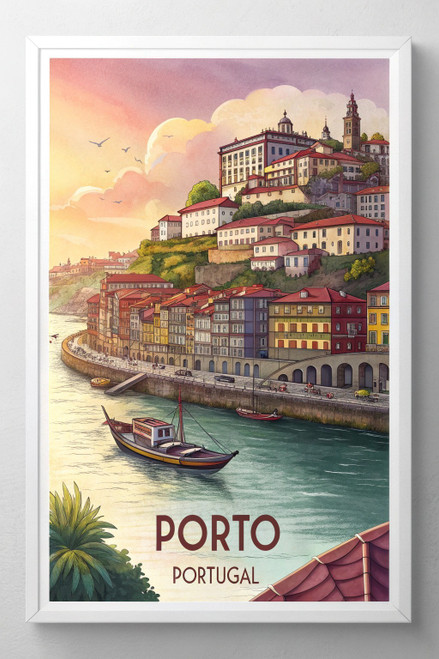 Mesmerizing Porto, Portugal Travel Poster - Colorful Ribeira District Art Print