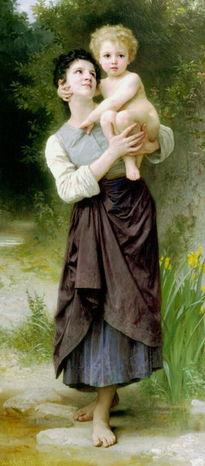 William Adolphe Bouguereau - Brother And Sister 1887 Poster Canvas Movie Film Pr