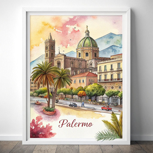 Captivating Palermo Italy Travel Poster - Exquisite Sicilian Culture Art Print P