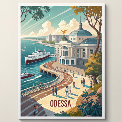 Captivating Odessa Ukraine Travel Poster - Black Sea Pearl Art Print Poster Canv