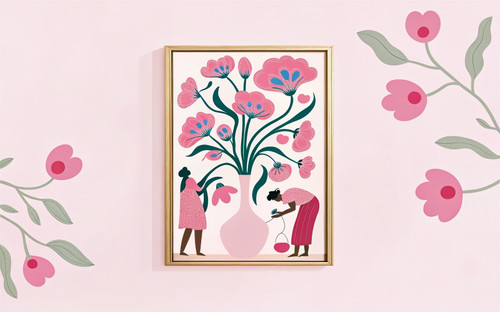 Abstract Flower Vase Floral Botanical Art Print - Unframed A6 A5 A4 A3 A2 A1 - D