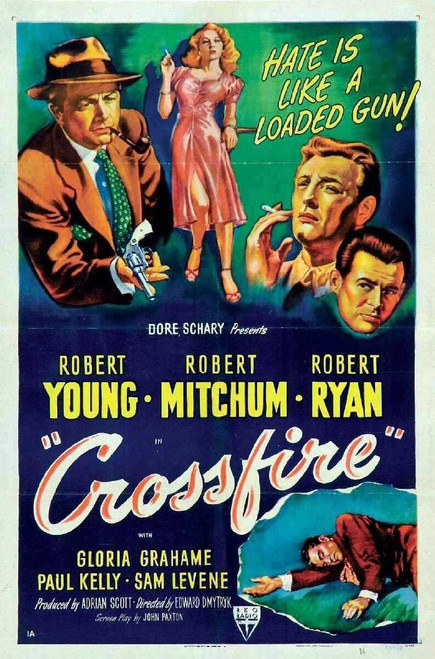 Crossfire (1947)_1 Movie Film Poster Canvas iconic design