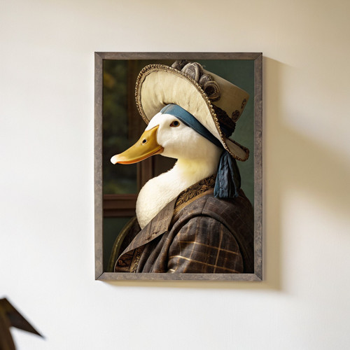 Duck Renaissance animal portrait art print - Oil painting vintage style animal p