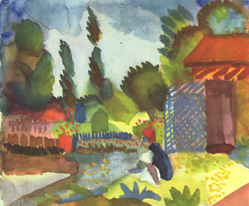 August Macke - Tunis mit sitzendem araber 1914 Poster Canvas Movie Film Print A0