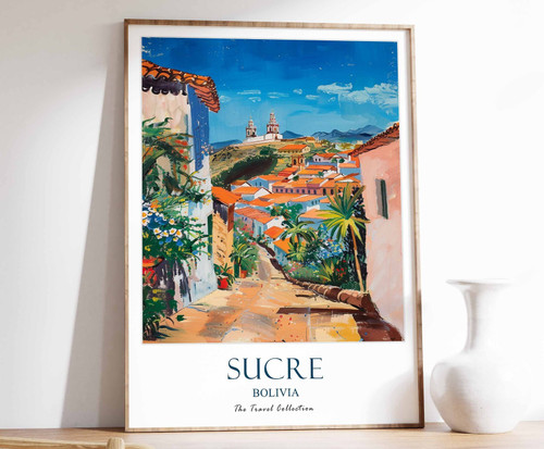 3_Sucre Print, Sucre Travel Poster, Bolivia Travel Print, Tropical Decor, Botani