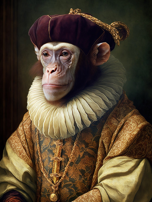 Aristocratic Monkey 3by4 Poster Canvas Funny Annimals Pritnt A0 A1 A2 A3 A4 A5 A