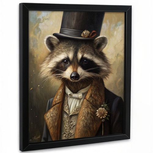 Raccoon Aristocrat Portrait Dapper Wildlife in Attire Art Print Racoon Wall Art