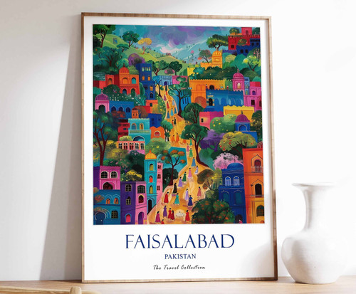 8_Faisalabad Print, Faisalabad Travel Poster, Pakistani Wall Art, Pakistan Trave